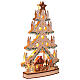 Albero di Natale legno illuminato LED con villaggio natalizio 65x40x8cm a batteria s5