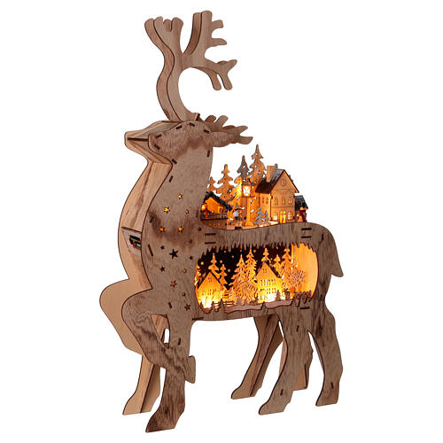 Villaggio Natalizio renna a batteria 70x45x10 cm LED legno 5
