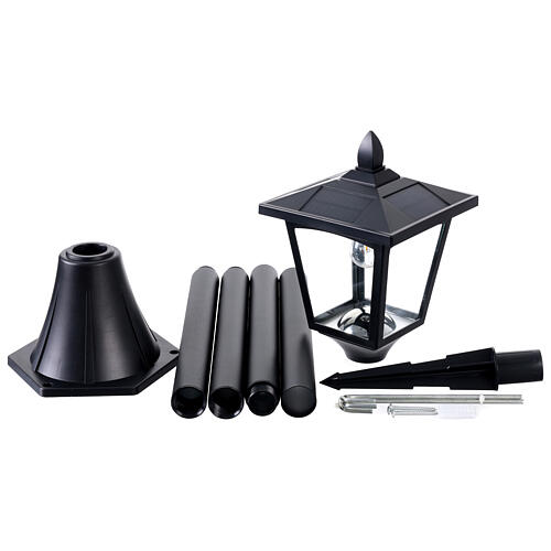 Icarus solar-powered outdoor lamppost, adjustable 30-70 in, warm white LED light 9