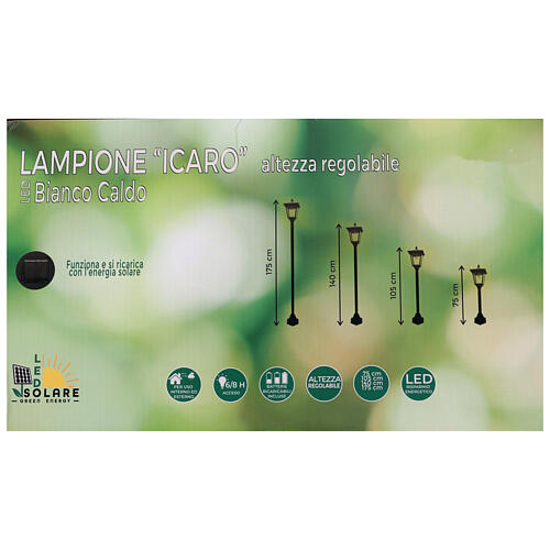 Lampione Icaro per esterno regolabile 75-175 cm LED bianco caldo ad energia solare 5