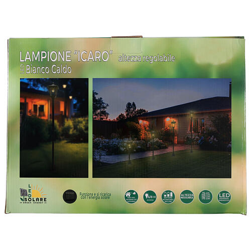 Lampione Icaro per esterno regolabile 75-175 cm LED bianco caldo ad energia solare 8
