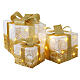 Set of 3 white and gold glitter gift boxes with warm white LED light s4