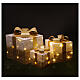 Set 3 paquetes regalo blancos dorados luz led blanco natural s2