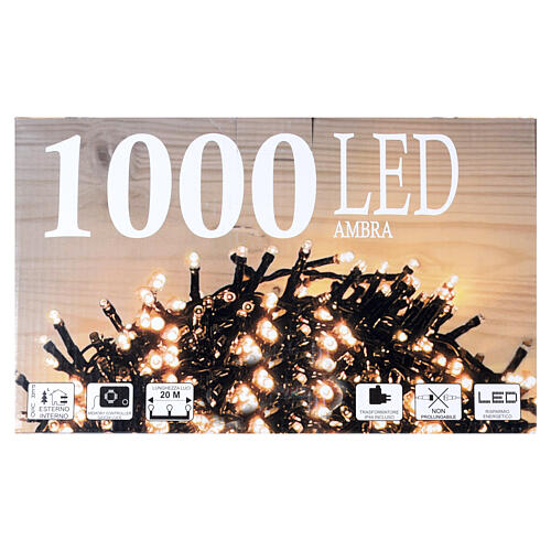 Luzes Natal 1000 LEDs branco quente âmbar exterior interior 220V 4