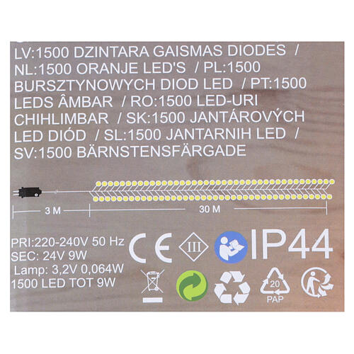 Luz Navideña 1500 led blanco cálido ámbar 220V int-ext 5