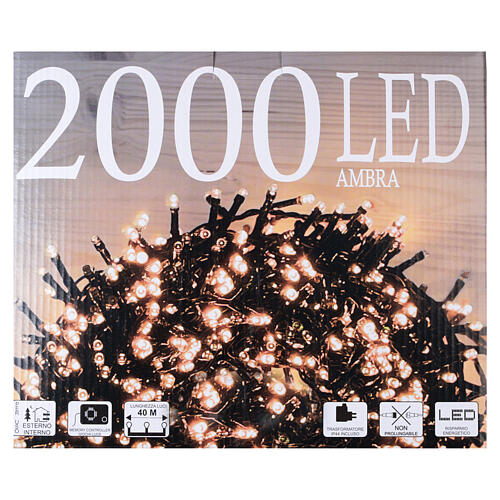 Luce Natalizia 2000 led bianco caldo ambrato esterno interno 220V 43m 4