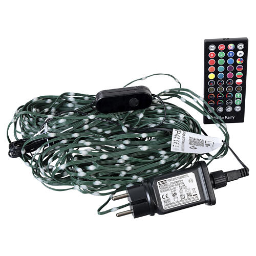 Smart light chain with 800 RGB LEDs, remote control, app and music, indoor/outdoor, 130 ft, BLACK CABLE 16