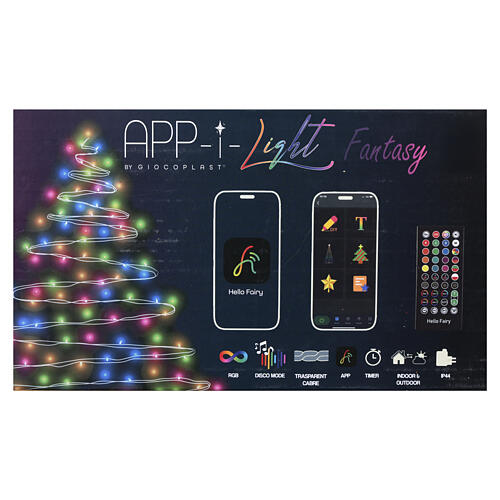 Smart string lights with 800 RGB LEDs, remote control, app, and music for indoor/outdoor use, 130 ft, CLEAR CABLE 15