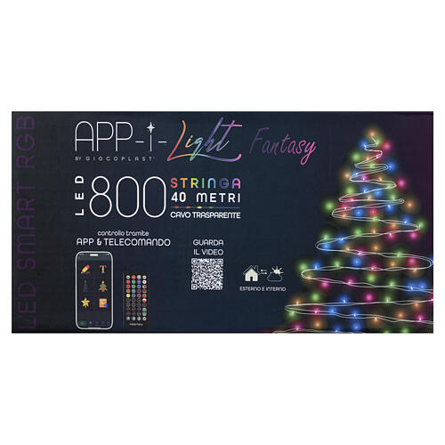 Corrente luminosa 800 LEDs RGB smart com controle remoto e app e música int/ext 40 m CABO TRANSPARENTE 13