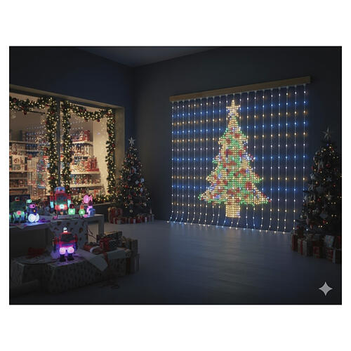 Lichtervorhang, Smart mit DIY-Funktion, 400 RGB-LED – 2×2 m, transparentes Kabel, innen/außen 8