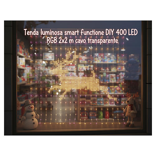 Rideau lumineux intelligent fonction DIY 400 LEDs RGB 2x2 m câble transparent 3