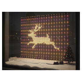 Tenda luminosa smart funzione DIY 400 LED RGB 2x2 m cavo trasparente