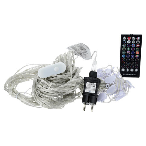 Tenda luminosa smart funzione DIY 400 LED RGB 2x2 m cavo trasparente 11