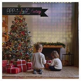 Cortina luminosa inteligente com função DIY 400 LEDs RGB 2x2 m cabo transparente