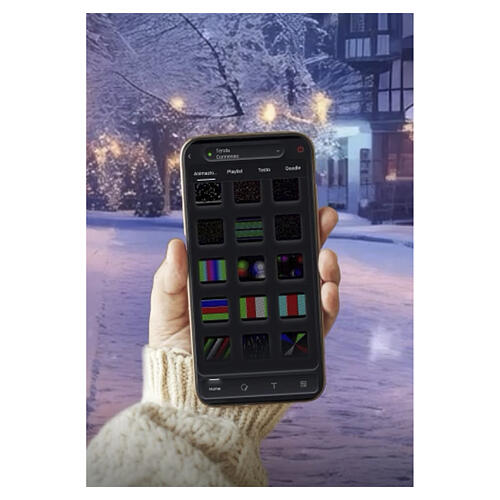 Lichtervorhang, Smart – 1×4 m, 400 RGB-LED, transparentes Kabel, innen/außen 4