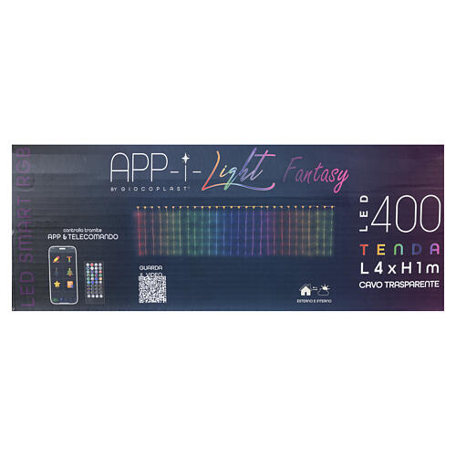 Rideau lumineux intelligent 400 LEDs RGB 1x4 m pour intérieur et extérieur 6