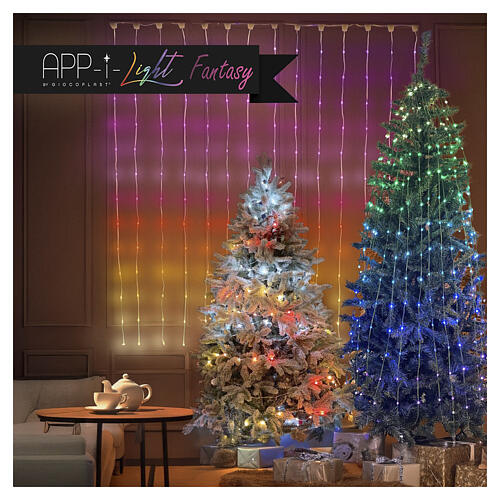 Smart tree curtain with 204 RGB LEDs, transparent cable, indoor/outdoor, H 70 in 6