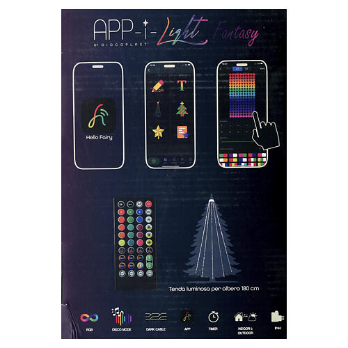 Guirlande lumineuse pour arbre smart 204 LED RGB câble transparent int/ext H 180 cm 7