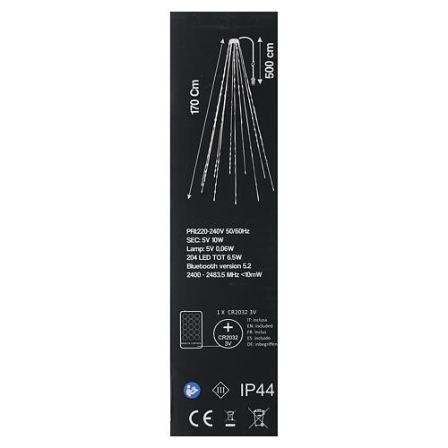 Smart Tree Curtain 204 LED RGB Transparent Cable Indoor-Outdoor 180 cm 9