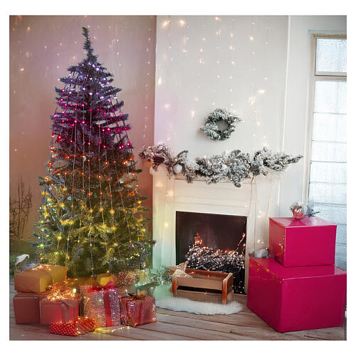 Lichtervorhang für Weihnachtsbäume, Smart – 240 cm, 384 RGB-LED, schwarzes Kabel, innen/außen 3