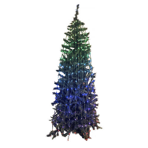 Tenda albero 240H smart rgb, 384 LED, telecomando e app, cavo scuro uso int/est 1