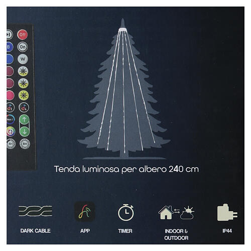 Tenda albero 240H smart rgb, 384 LED, telecomando e app, cavo scuro uso int/est 7