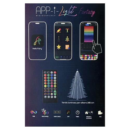 Tenda albero 240H smart rgb, 384 LED, telecomando e app, cavo scuro uso int/est 8