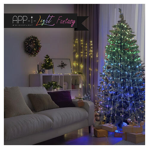 Cortina árvore 240H smart RGB 384 LEDs controle remoto e app cabo escuro uso int/ext 8