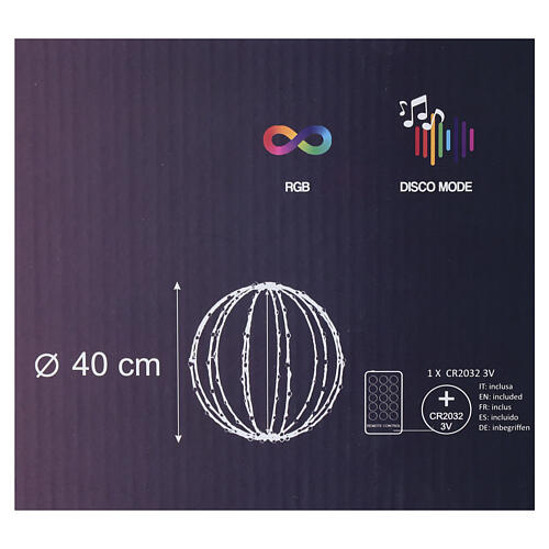 Sphère lumineuse 160 LEDs RGB smart 40 cm de diamètre int/ext 8