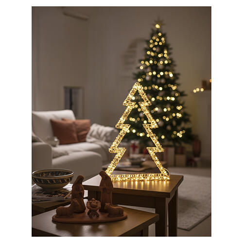 Albero 3D prestige oro 600 LED luce calda 80x55x10cm 2