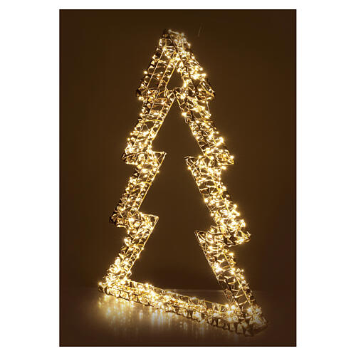 Árvore 3D prestígio ouro 600 LEDs luz quente 80x55x10 cm 3