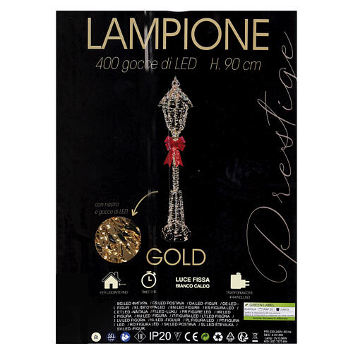 Farola Prestigio con cinta oro y lazo rojo 90x20x20cm 4