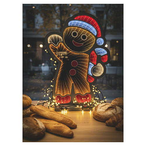 Figura LED piernikowego ludzika - ozdoba świąteczna LED Infinity Light, 90x70 cm 1