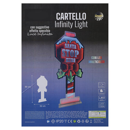 Lighted Christmas sign ''Santa Stop'' 708 LEDs Infinity Light, 90x30 5