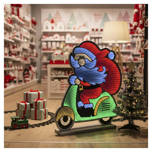 Santa Claus on a scooter, 35x24 in,  Infinity Light multicolour LEDs 3