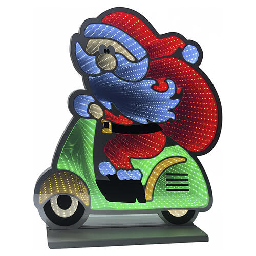 Święty Mikołaj na skuterze LED multikolor Infnity Light - figura świetlna, 90x60 cm 2