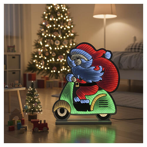Santa Claus on Scooter Infinity Light 90x60cm Multicolored LED 1