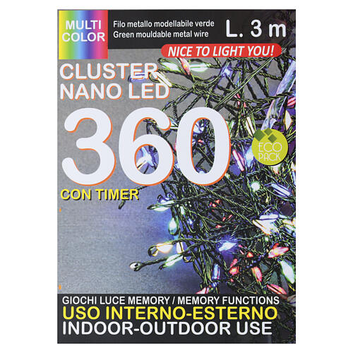 Cadena cluster L.3mt multicolor 360 NANOLED 4