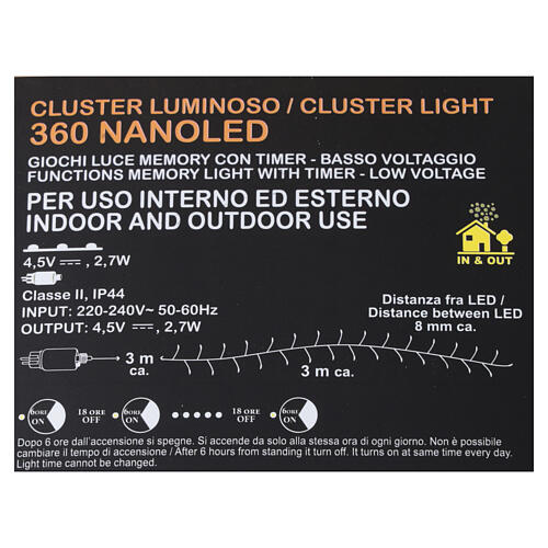 Guirlande lumineuse grappes multicolores 3 m 360 NANOLEDs 5
