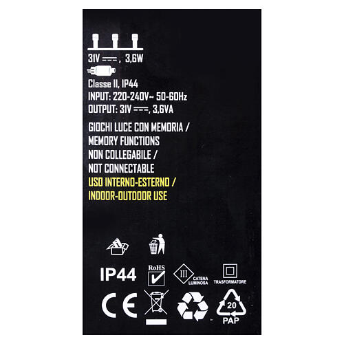 Cadena luminosa 180 LED opacos cambio de color 9 m 6