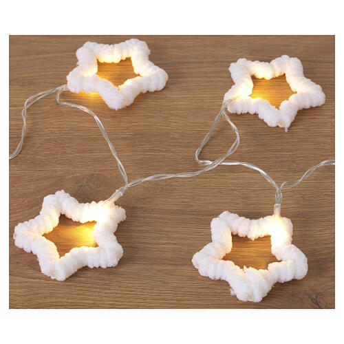 Guirlande étoiles blanches douces 10 LEDs lumière chaude claire 1,4 m 3
