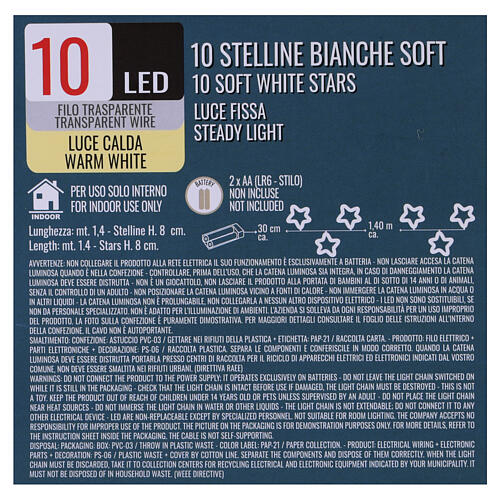 Catena stelline bianche soft 10LED luce calda chiara 1,4mt  4