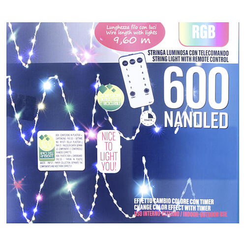 Cadena luminosa 600NANOLED RGB con control remoto 10m 5