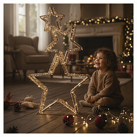 Set 3 estrellas doradas luz cálida blanca 80x50x10cm