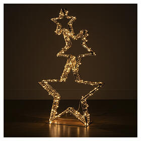 Set 3 estrellas doradas luz cálida blanca 80x50x10cm