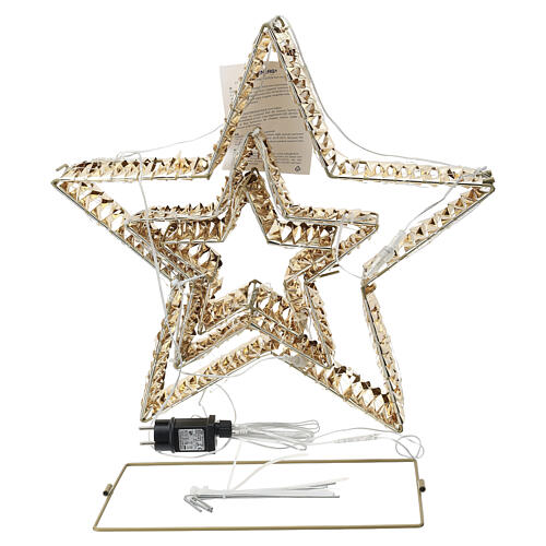 Set 3 estrellas doradas luz cálida blanca 80x50x10cm 7