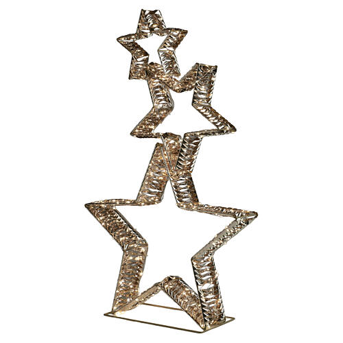 Set 3 stelle dorate luce calda bianca 80x50x10cm 4