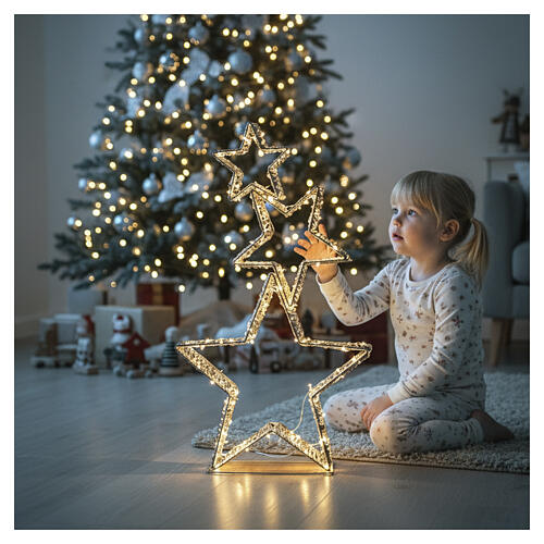 Figura luminosa 3 estrellas cinta oro 720 NANOLED 140x80x15cm 1