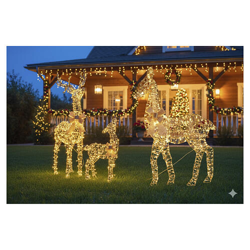 Family of reindeers with gold ribbon, 40x80 in 3