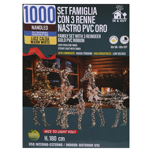 Family of reindeers with gold ribbon, 40x80 in 4